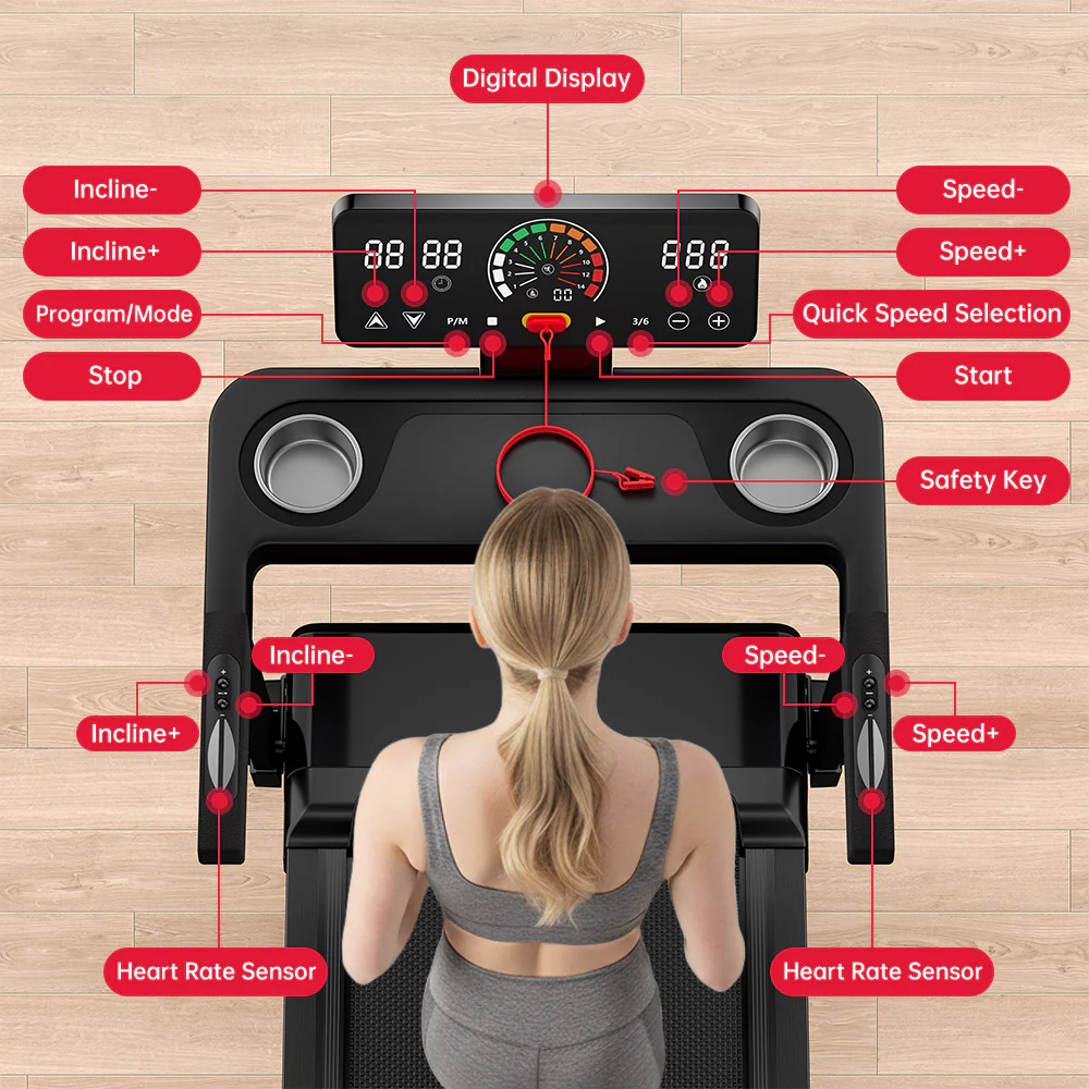 Folding Treadmill Q8, 1-12KM/H, 5% Manual Incline, Touch Control - Image 17