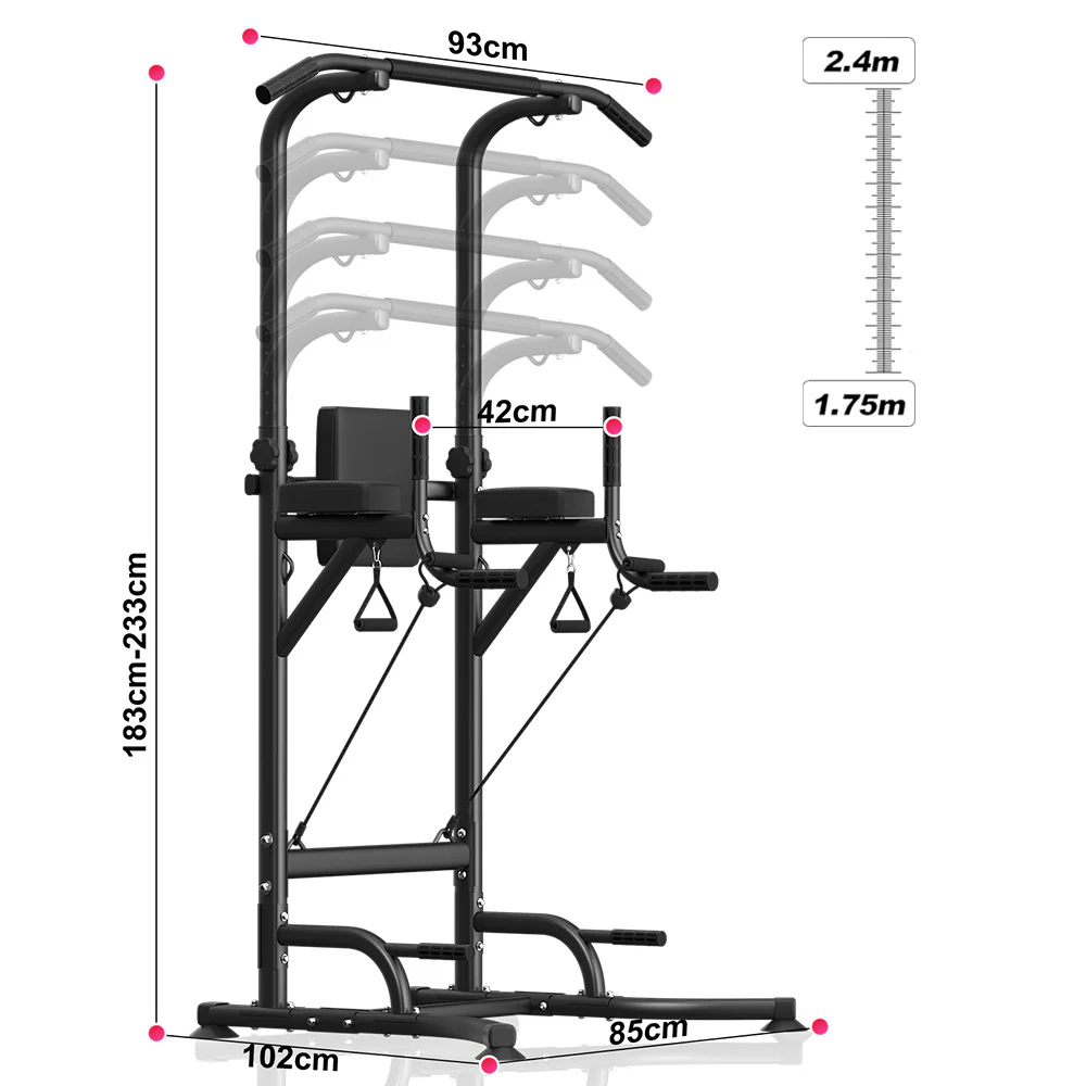 Power Tower Dip Station A1, with Resistance Bands - Image 3